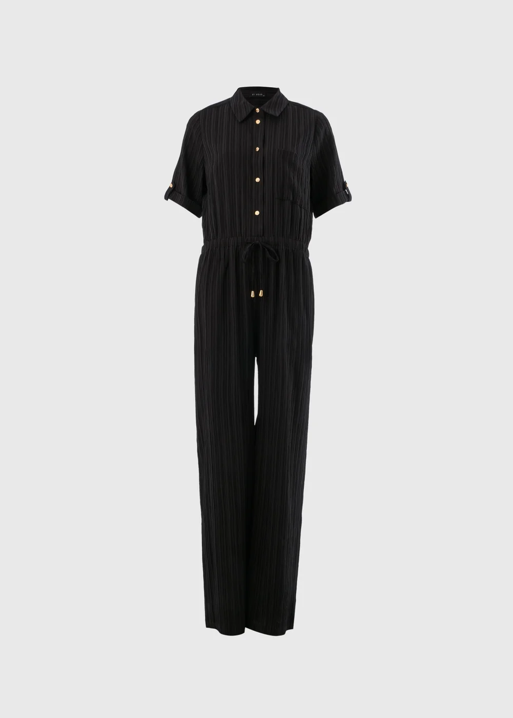 Et Vous Black Textured Pleated Jumpsuit - 8 Image 4