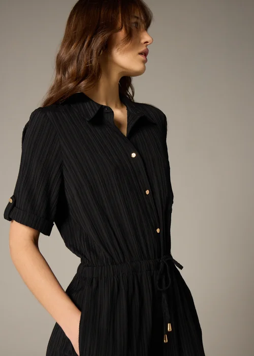 Et Vous Black Textured Pleated Jumpsuit - 8 Image 3