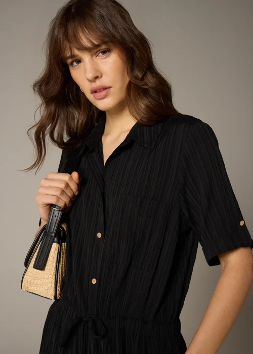 Et Vous Black Textured Pleated Jumpsuit - 8 Image 1