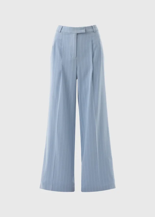 Et Vous Blue Pinstripe Wide Leg Trousers - 8 Image 4