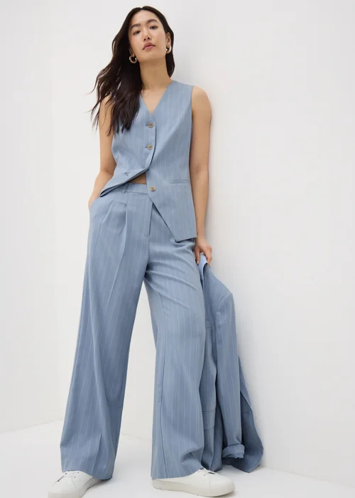 Et Vous Blue Pinstripe Wide Leg Trousers - 8 Image 1