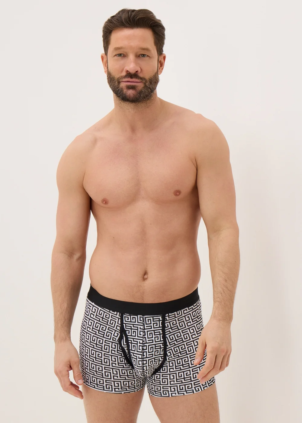 5 Pack Black Mono Geometric Metallic Keyhole Boxers - XS Image 2