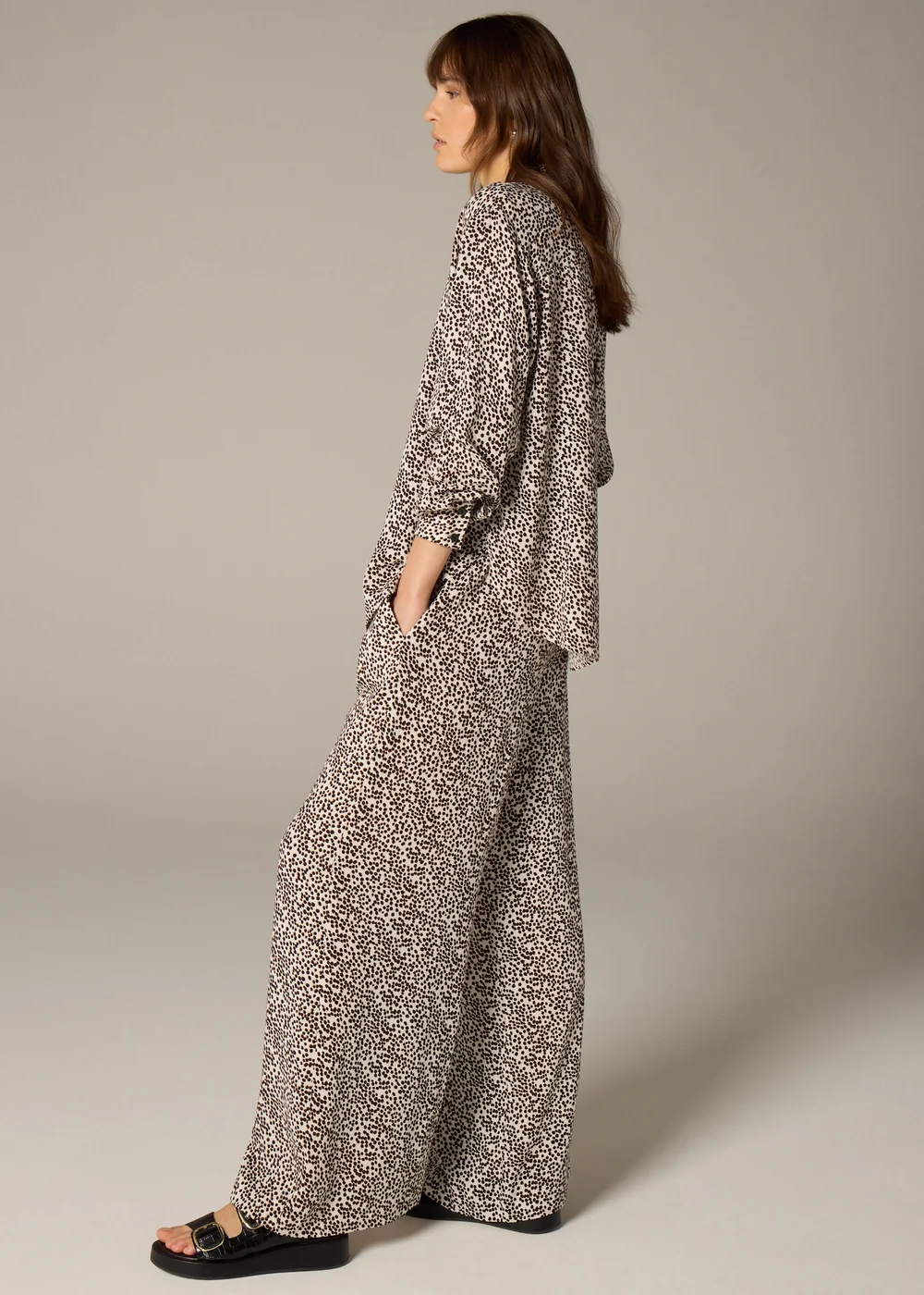 Et Vous Stone Animal Spot Wide Leg Co Ord Trousers - 8 Image 1