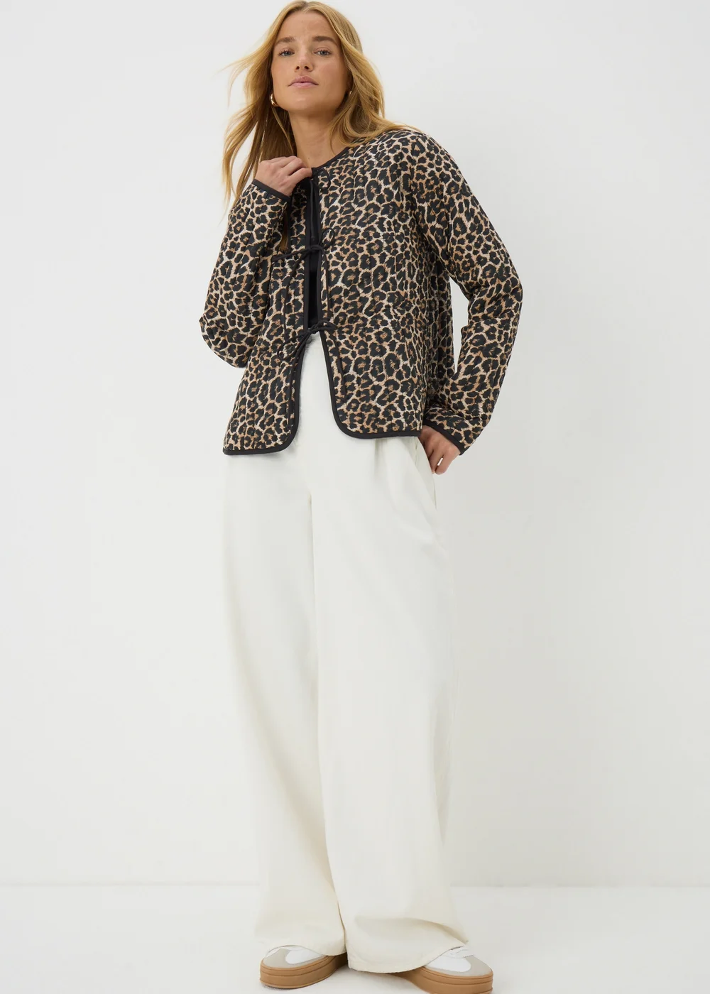 Brown Leopard Print Quilted Jacket - S Image 1
