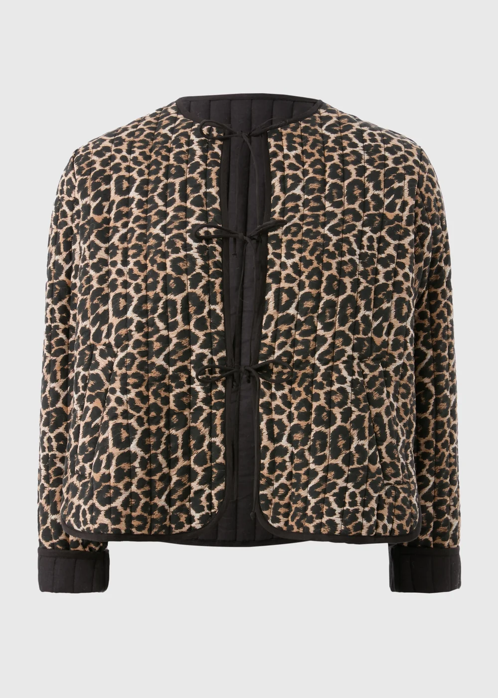 Brown Leopard Print Quilted Jacket - S Image 4