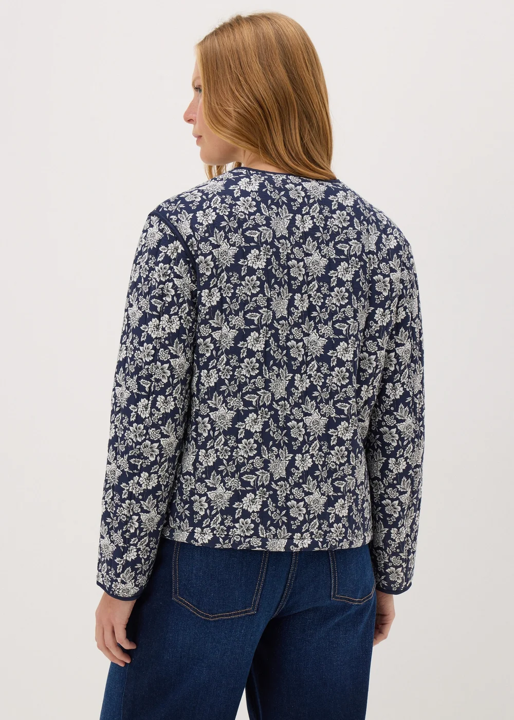 Blue Quilted Floral Jacket - S Image 3
