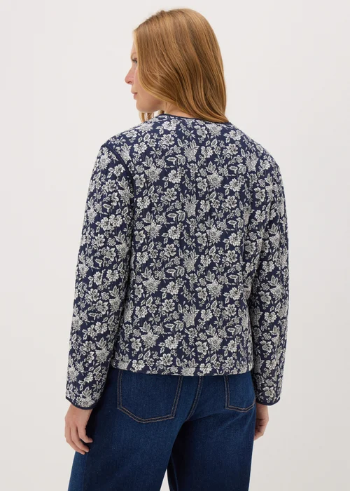 Blue Quilted Floral Jacket - S Image 3