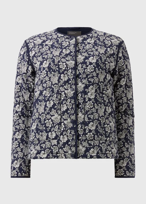 Blue Quilted Floral Jacket - S Image 4
