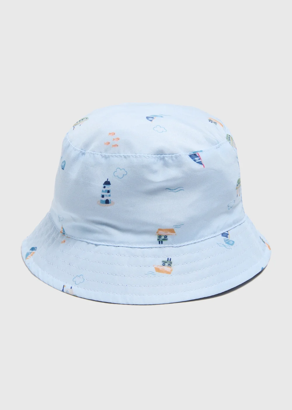 Baby Blue Reversible Nautical Bucket Hat (Newborn-24mths) - Age 0 - 3 Months Image 1