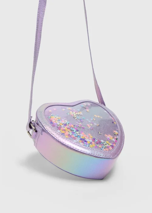 Girls Multicolour Glitter Heart Crossbody Bag - One Size Image 2