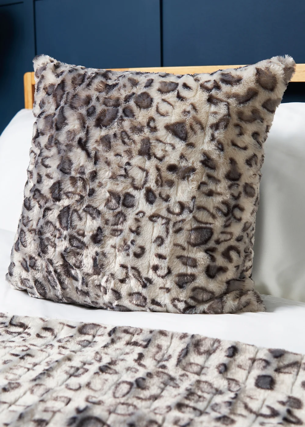 BHS Animal Print Charcoal Grey Cushion (45x45cm) - 45cm x 45cm Image 1