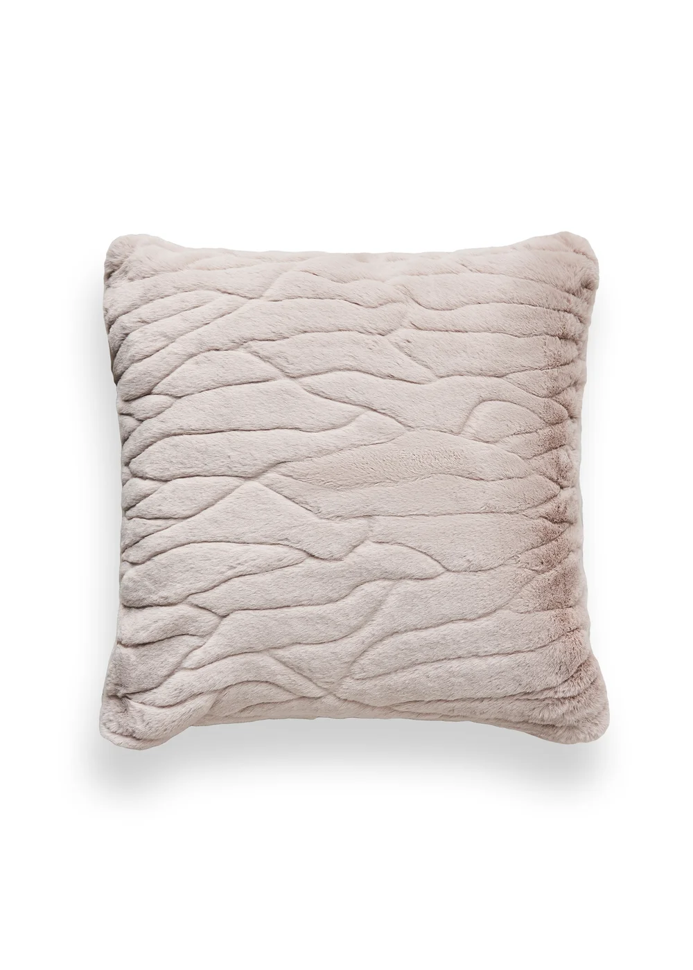 BHS Luxury Embossed Tan Rabbit Faux Fur Cushion (45x45cm) - 45cm x 45cm Image 3