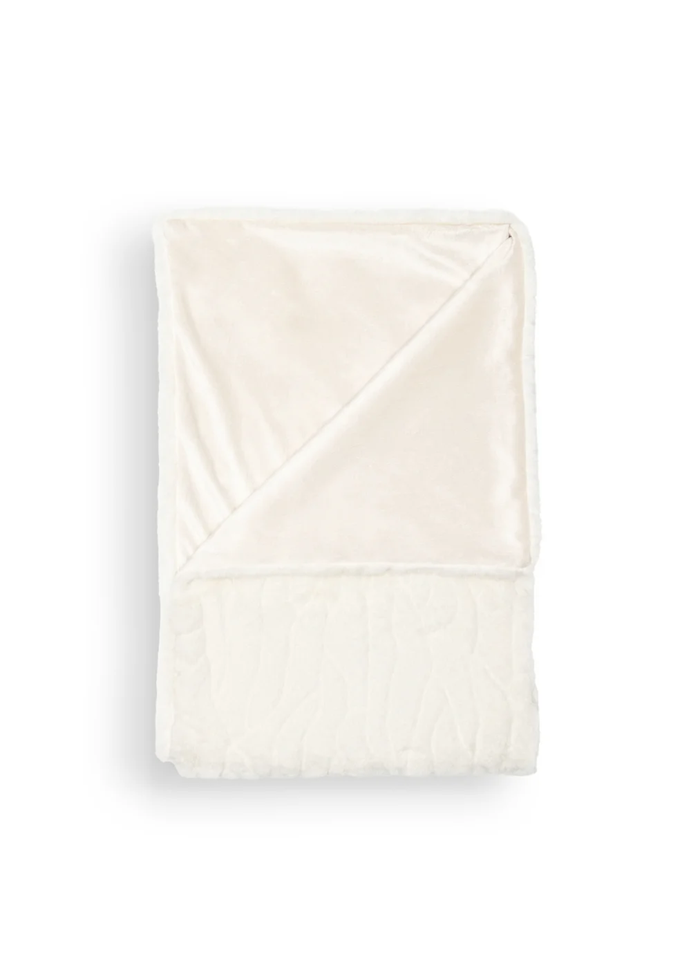 BHS Luxury Embossed Cream Rabbit Faux Fur Throw (127x152cm) - 127cm x 152cm Image 3