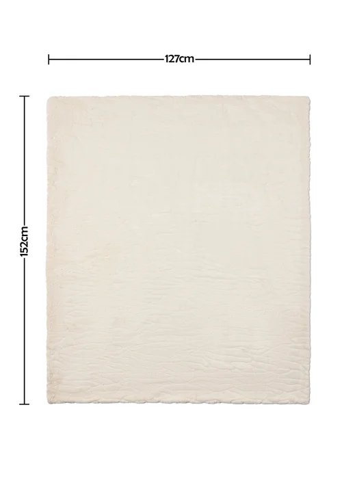 BHS Luxury Embossed Cream Rabbit Faux Fur Throw (127x152cm) - 127cm x 152cm Image 6