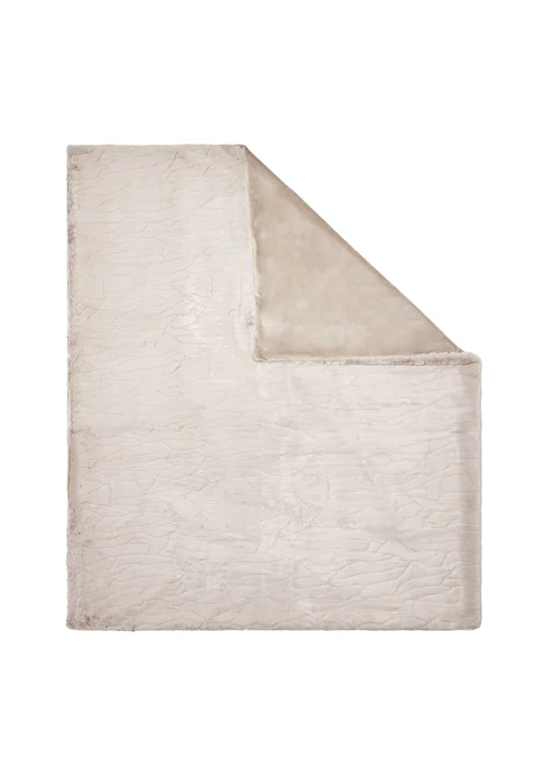 BHS Luxury Embossed Tan Rabbit Faux Fur Throw (127x152cm) - 127cm x 152cm Image 3