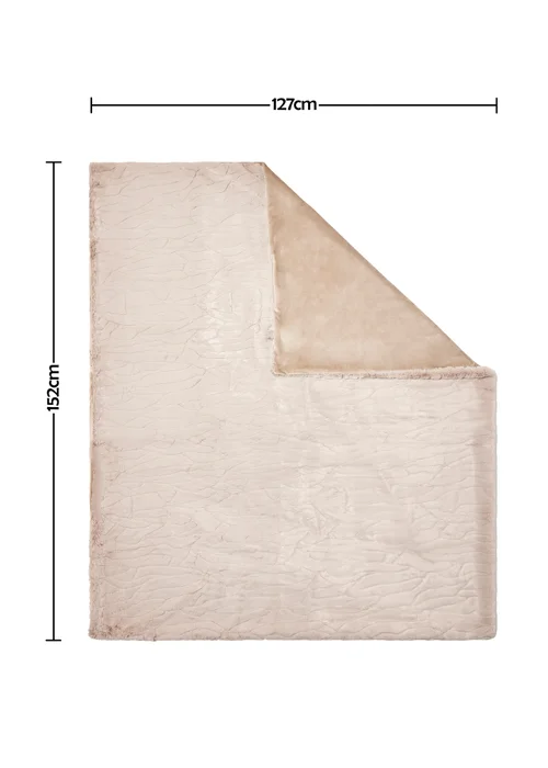 BHS Luxury Embossed Tan Rabbit Faux Fur Throw (127x152cm) - 127cm x 152cm Image 5