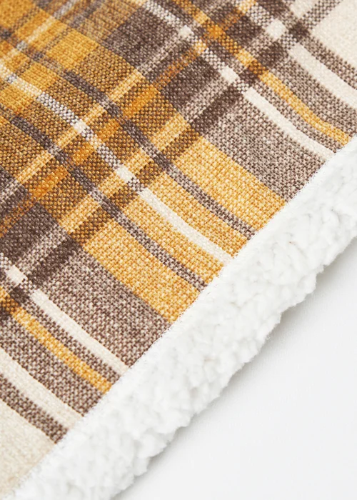 BHS Luxury Warm Ochre Check Throw with Faux-Shearling (130x150cm) - 130cm x 150cm Image 5