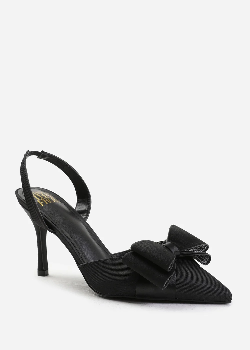 Where's That From Spain Black Satin Pointed Toe Slingback Heels - 3 Image 2