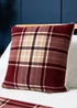 BHS Luxury Warm Red Check Cushion With Faux-Shearling (40x40cm) - 40cm x 40cm Image 1