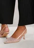 Where's That From Cream Satin Greece Slingback Pointed Toe Heels - Size 7 Image 1