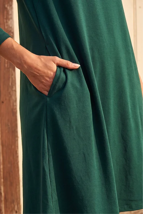 Roman Forest Green A-Line Pocket Detail Swing Dress - 10 Image 4