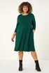 Roman Forest Green Curve Pocket Detail Swing Stretch Dress - 18 Image 4