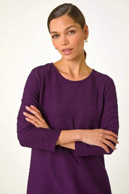Roman Plum Textured A-Line Stretch Dress - 10 Image 4