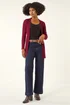 Roman Wine Longline Stretch Ribbed Cardigan - 12 Image 2