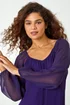 Roman Purple Chiffon Sleeve Bubble Hem Stretch Top - Size 16 Image 4