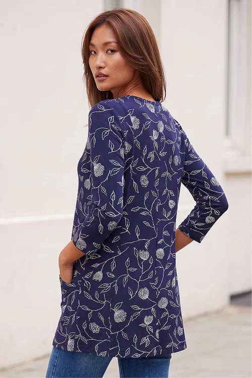 Roman Navy Jersey Floral Pocket Tunic - 10 Image 2
