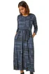 Roman Grey Linear Print Pocket Stretch Midi Dress - 18 Image 1