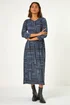 Roman Grey Linear Print Pocket Stretch Midi Dress - 18 Image 2