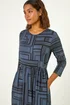 Roman Grey Linear Print Pocket Stretch Midi Dress - 18 Image 4