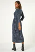 Roman Grey Linear Print Pocket Stretch Midi Dress - 18 Image 3