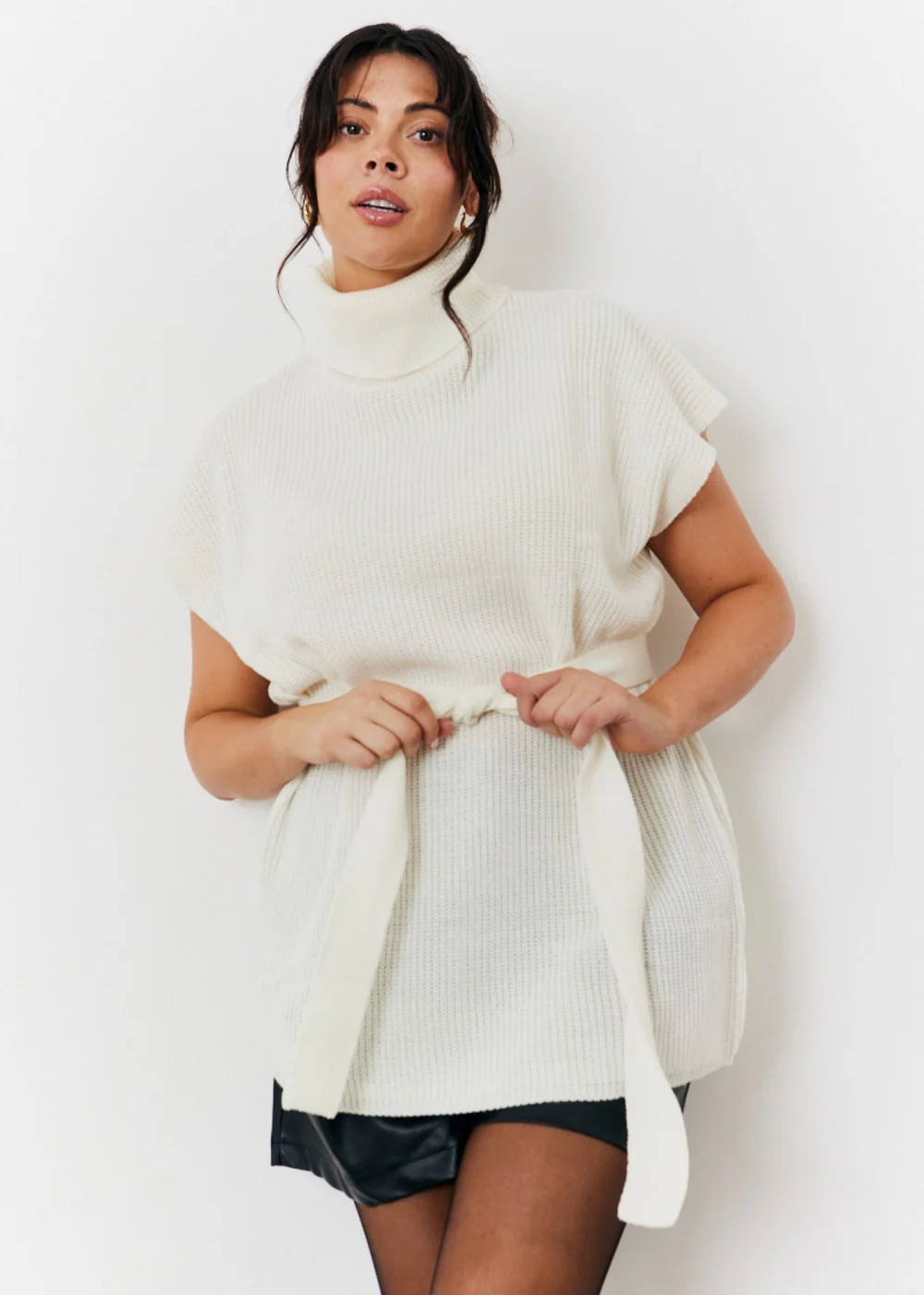 In The Style Cream Belted Knit Jumper - 22-24 Image 5