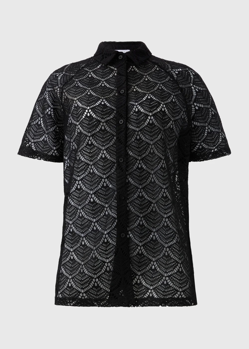 Black Crochet Shirt Top - XS Image 3