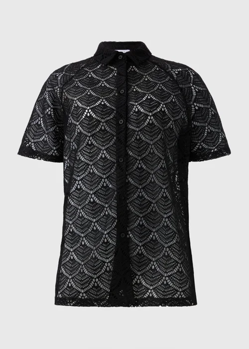 Black Crochet Shirt Top - XS Image 3