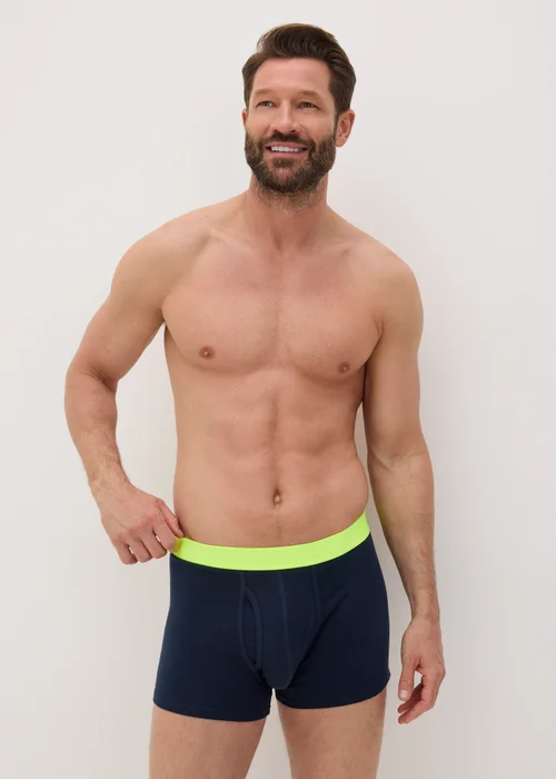5 Pack Navy Neon Waistband Keyhole Boxers - XS Image 2