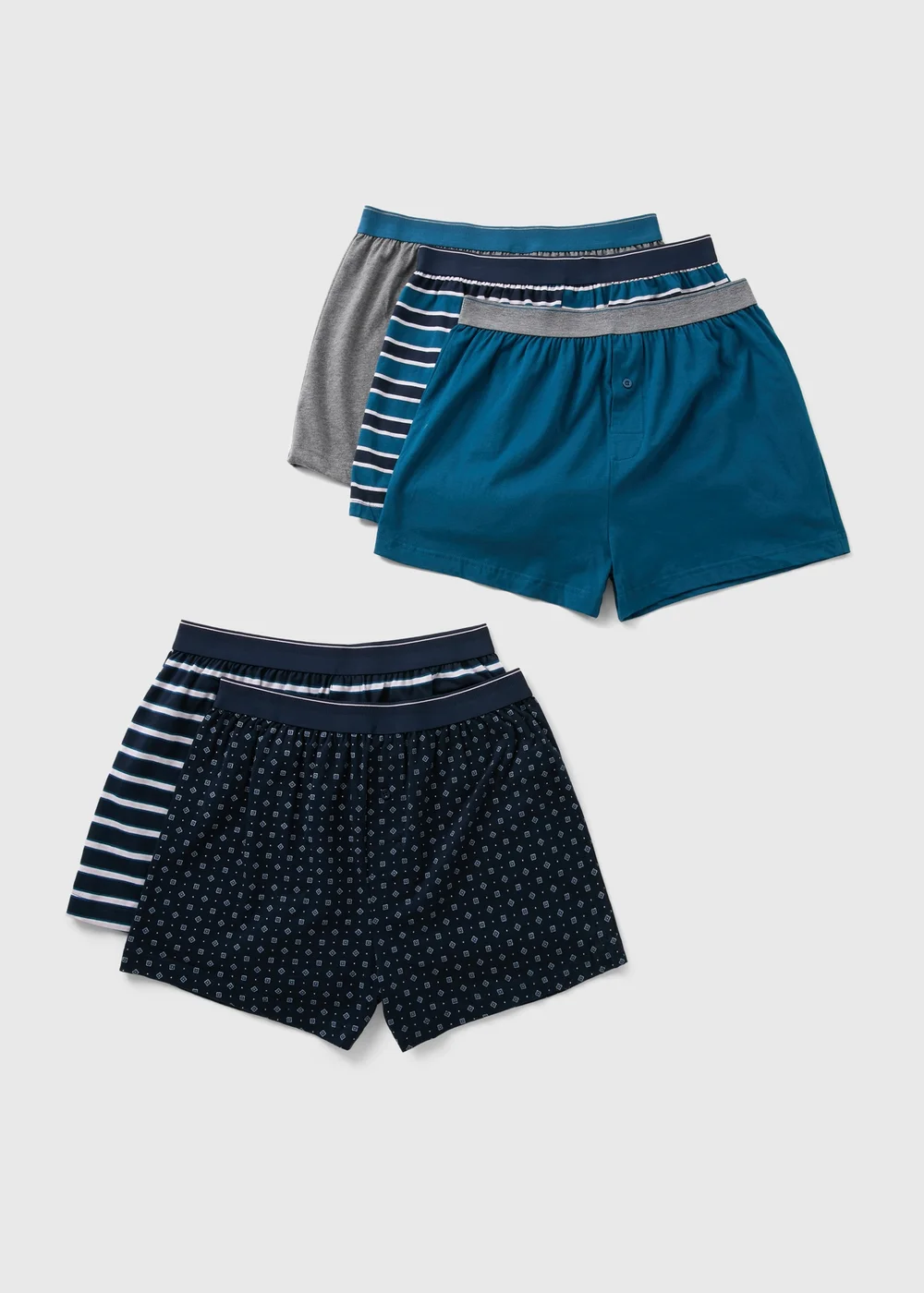 5 Pack Multicolour Geo Stripe Loose Fit Boxers - S Image 1