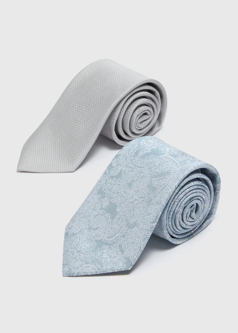 Taylor & Wright 2 Pack Silver Paisley Textured Ties - One Size Image 1