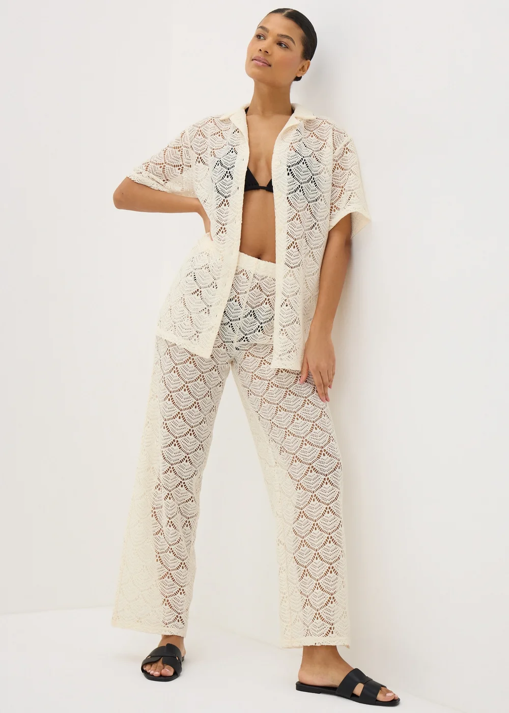 Cream Crochet Shirt Top - XS Image 2