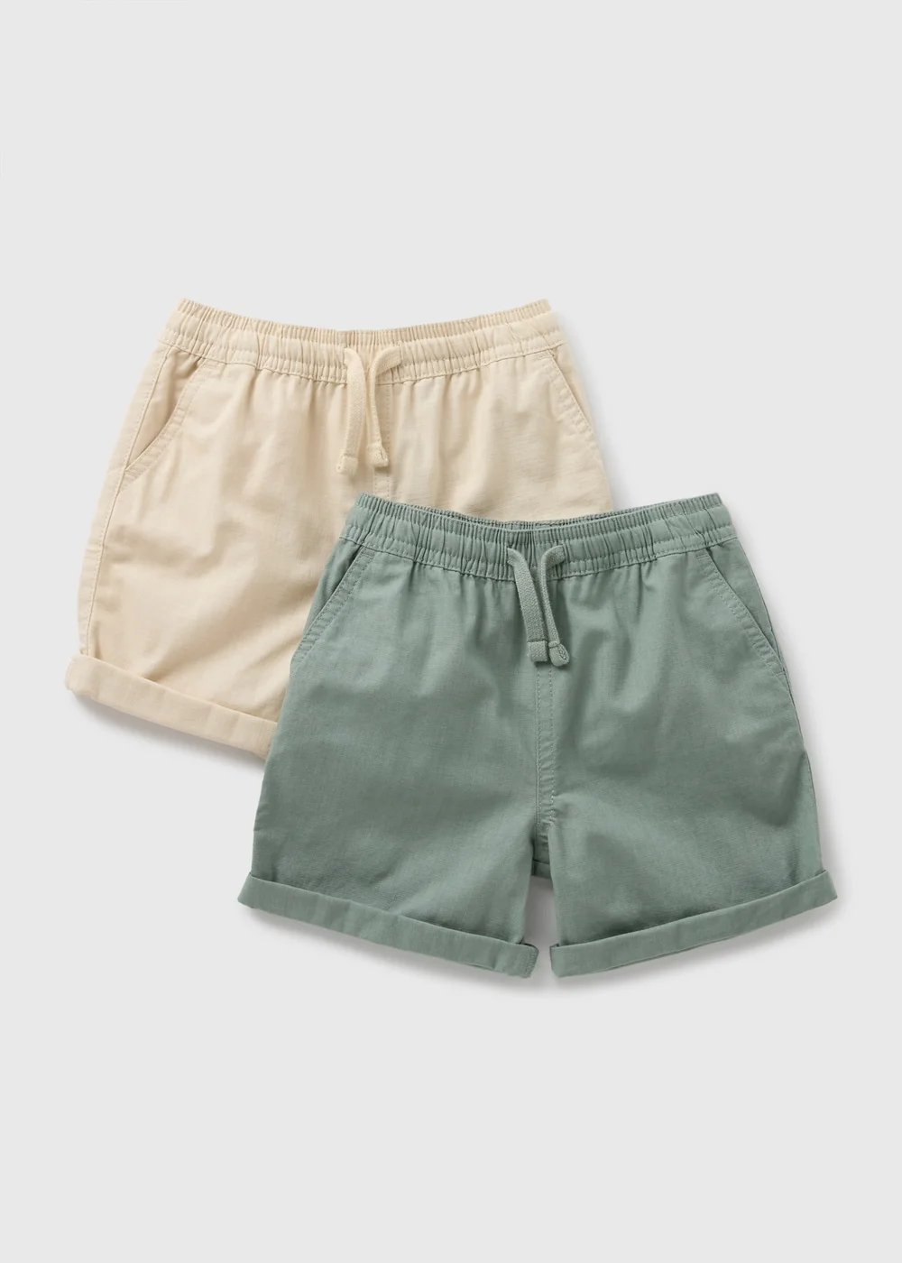 2 Pack Boys Khaki Woven Linen Shorts (1-7yrs) - 1 half year to 2 Image 1
