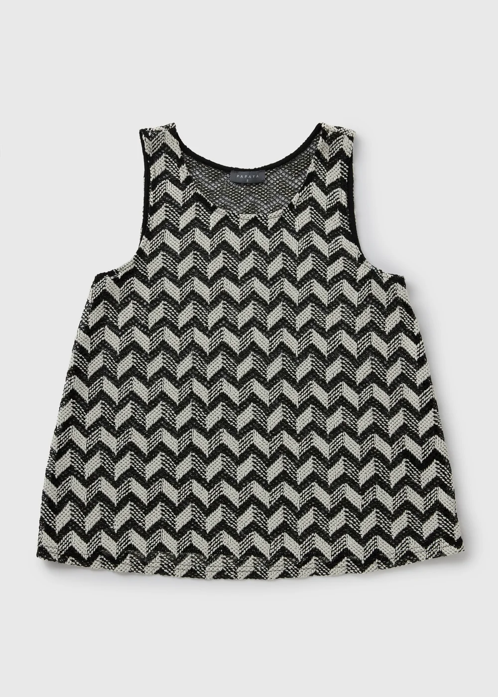 Black Chevron Crochet Vest Top - XS Image 4