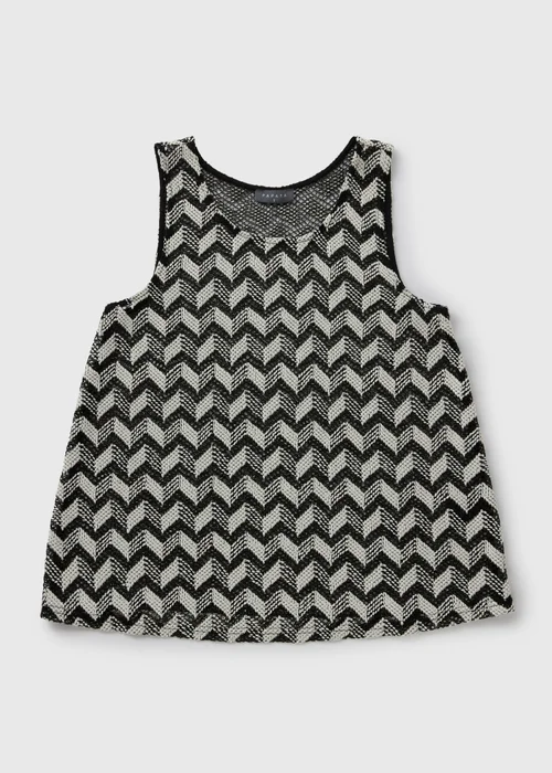 Black Chevron Crochet Vest Top - XS Image 4