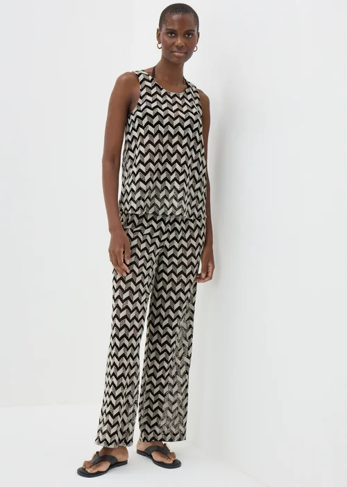 Black Chevron Crochet Vest Top - XS Image 1