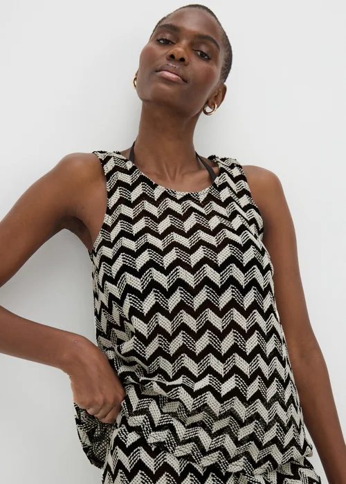 Black Chevron Crochet Vest Top - XS Image 3