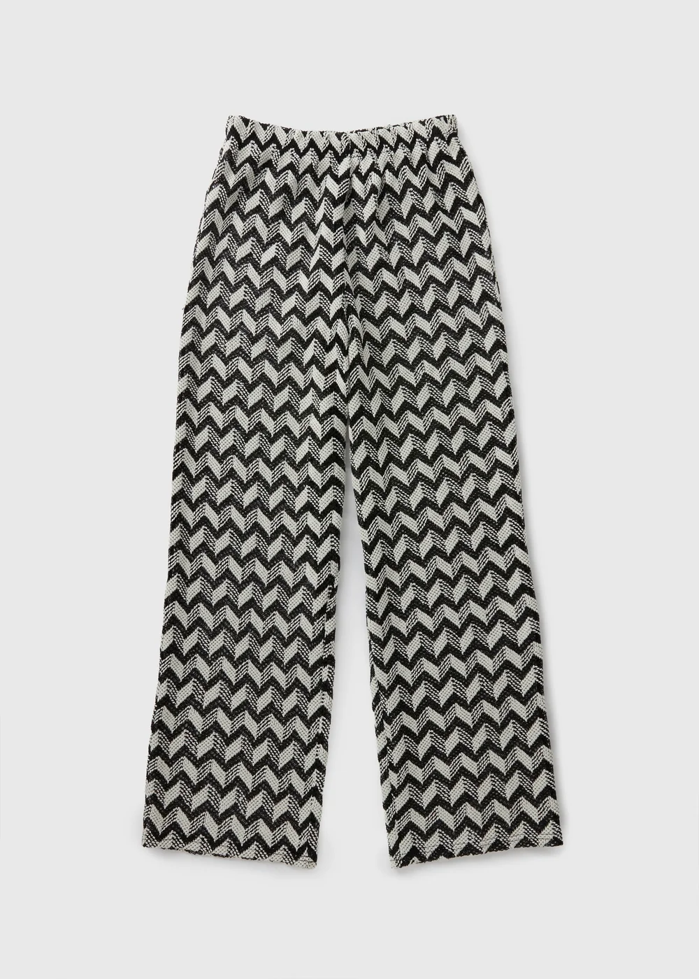 Black Chevron Crochet Wide Leg Trousers - XS Image 4
