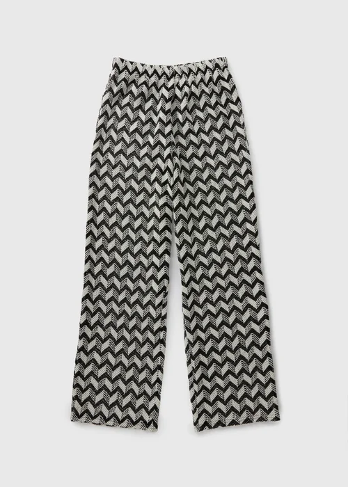 Black Chevron Crochet Wide Leg Trousers - XS Image 4