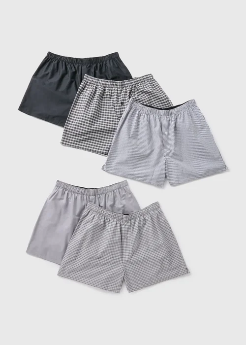 5 Pack Mono Woven Check Boxers - S Image 1