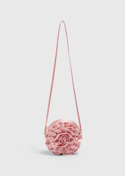 Girls Pink Round Flower Cross Body Bag - One Size Image 1